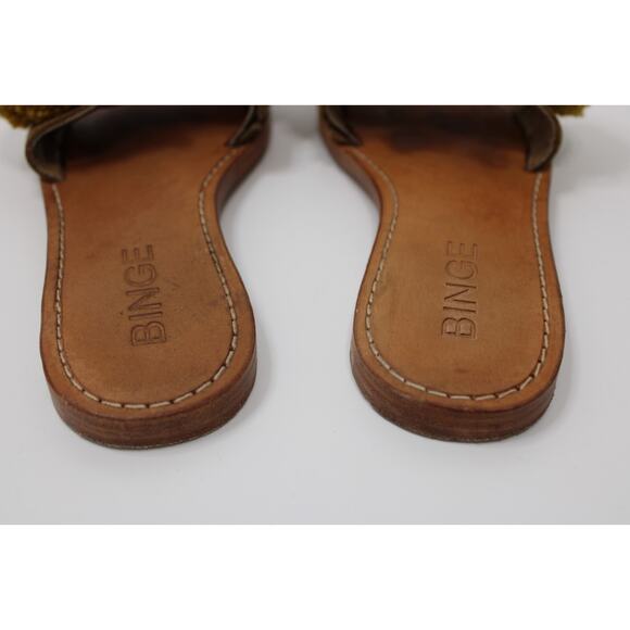 Binge Sandals 8 Kai Pom Pom Slip On Slides Flat Shoes Size Talla Women's 8 - Picture 12 of 14